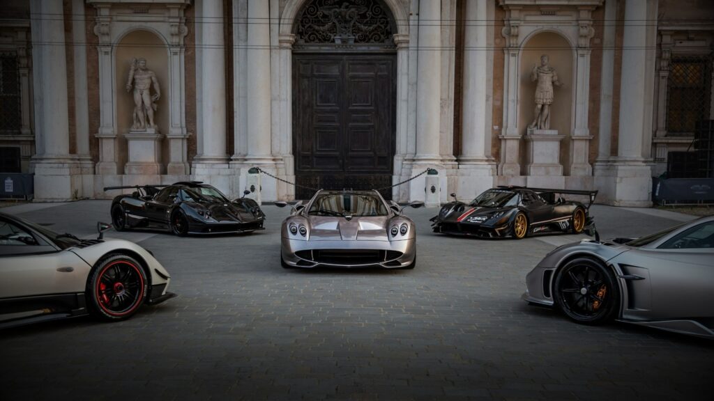 A diverse range of luxury and high-performance cars, including a Pagani Huayna and custom supercars, representing the expanded insurer panel and niche car insurance options at VINTTRO Cover.