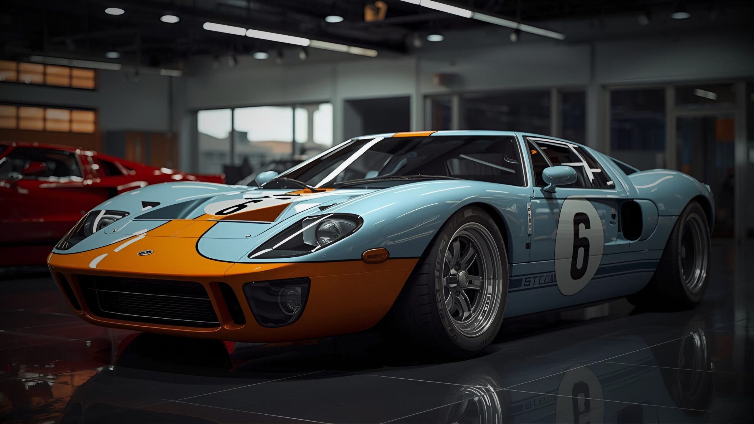 A Replica Car of the Classic AC Cobra chassis and fiberglass body in a garage surrounded by tools and spare parts during the assembly phase. VINTTRO Cover specialist kit and recreation car insurance.