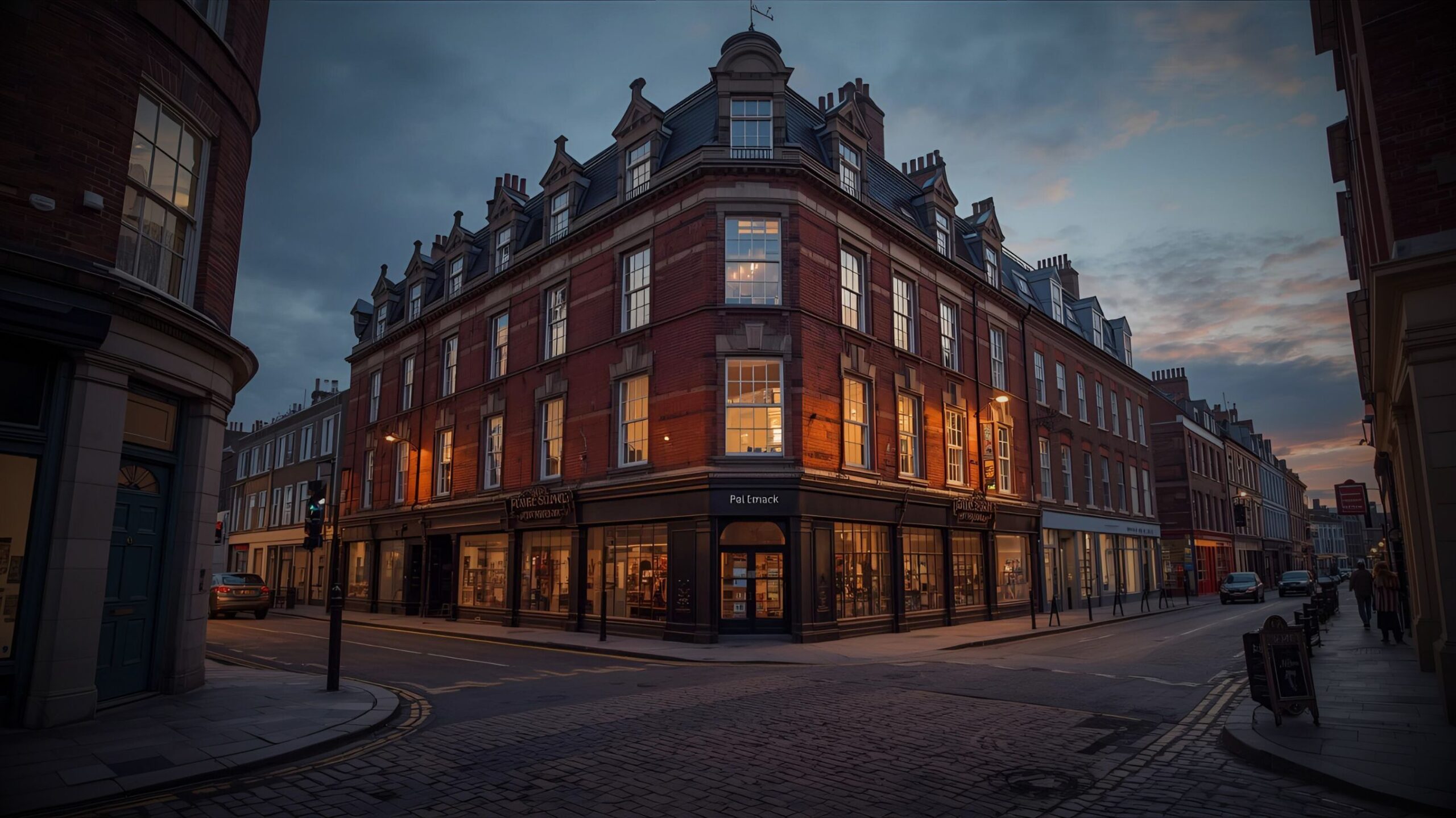 Corner view of a historic commercial building in a town centre, representing VINTTRO's legal service locations in Ipswich, London and Eastern England.