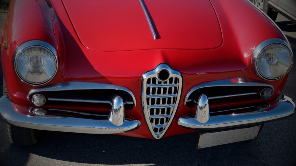 Alfa Romeo classic car Classic red Alfa Romeo grill